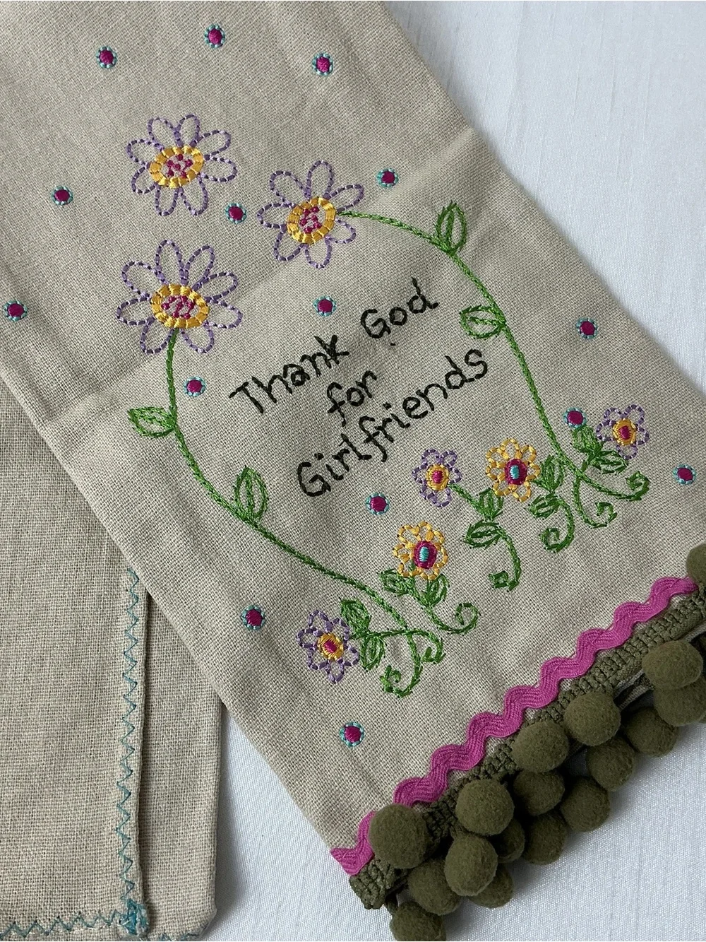 Natural Life Embroidered Linen Hand Towel